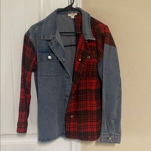 ANDREE BY UNIT Buffalo Plaid Denim Jacket - Sz S